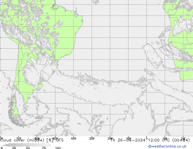 Cloud cover (middle) GFS Th 26.09.2024 12 UTC