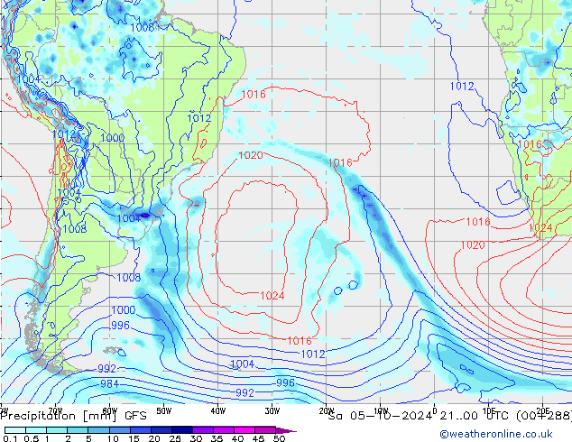 Precipitazione GFS sab 05.10.2024 00 UTC