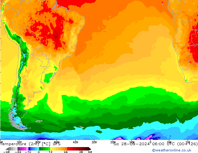 Sıcaklık Haritası (2m) GFS Cts 28.09.2024 06 UTC