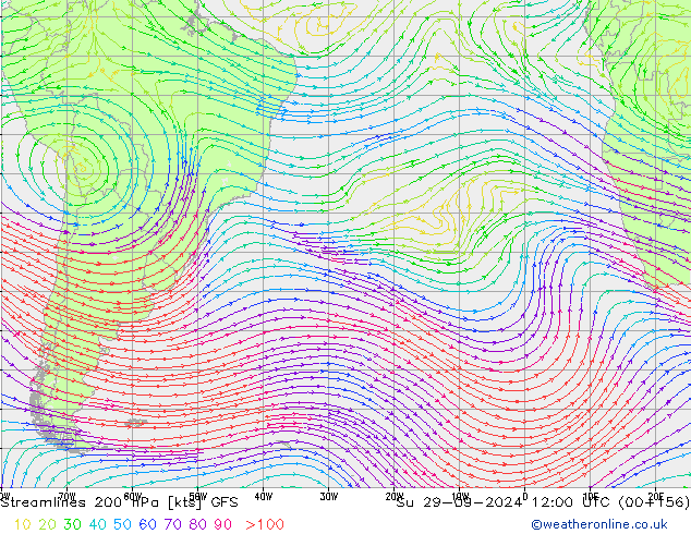 Rüzgar 200 hPa GFS Paz 29.09.2024 12 UTC