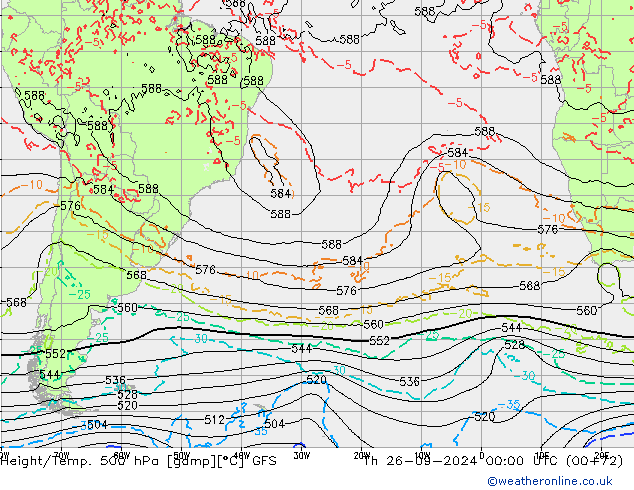 Z500/Rain (+SLP)/Z850 GFS gio 26.09.2024 00 UTC