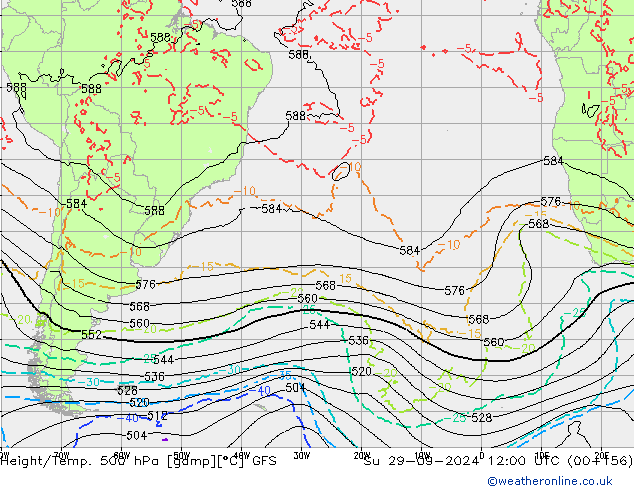 Z500/Rain (+SLP)/Z850 GFS Su 29.09.2024 12 UTC