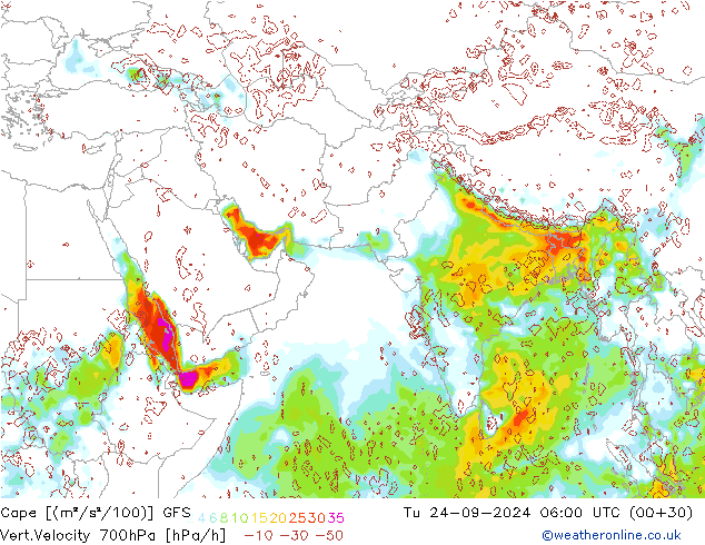 Cape GFS Di 24.09.2024 06 UTC