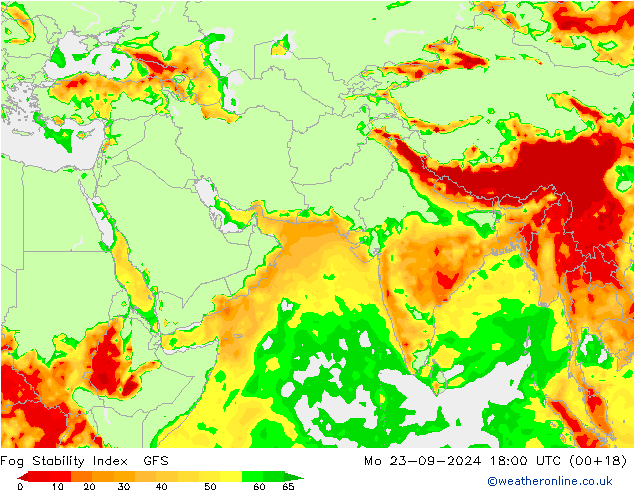 Fog Stability Index GFS pon. 23.09.2024 18 UTC