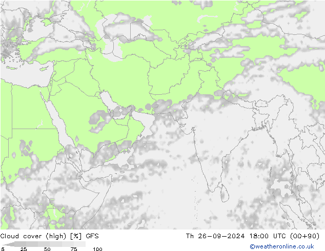 Bewolking (Hoog) GFS do 26.09.2024 18 UTC