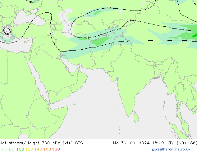 Straalstroom GFS ma 30.09.2024 18 UTC