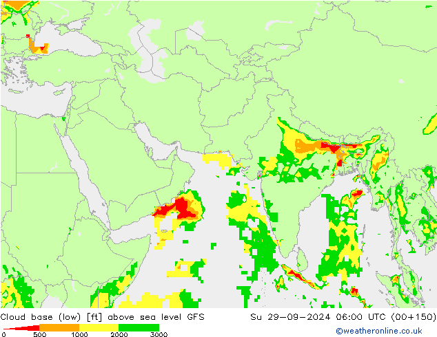 Cloud base (low) GFS Su 29.09.2024 06 UTC