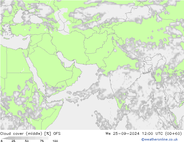 Bulutlar (orta) GFS Çar 25.09.2024 12 UTC