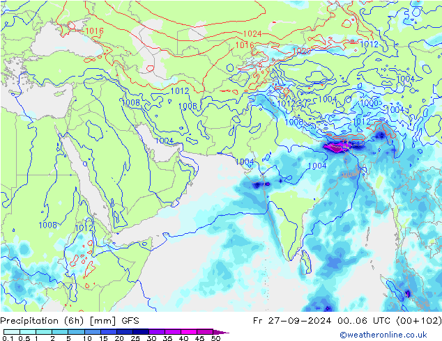 Z500/Rain (+SLP)/Z850 GFS Fr 27.09.2024 06 UTC