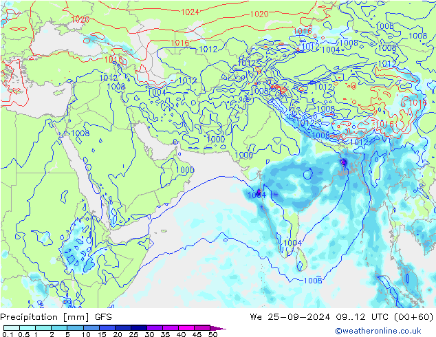 Precipitación GFS mié 25.09.2024 12 UTC