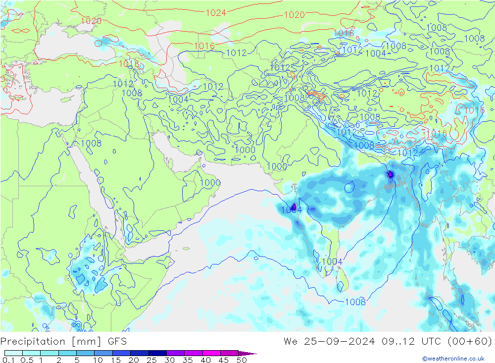 Precipitación GFS mié 25.09.2024 12 UTC