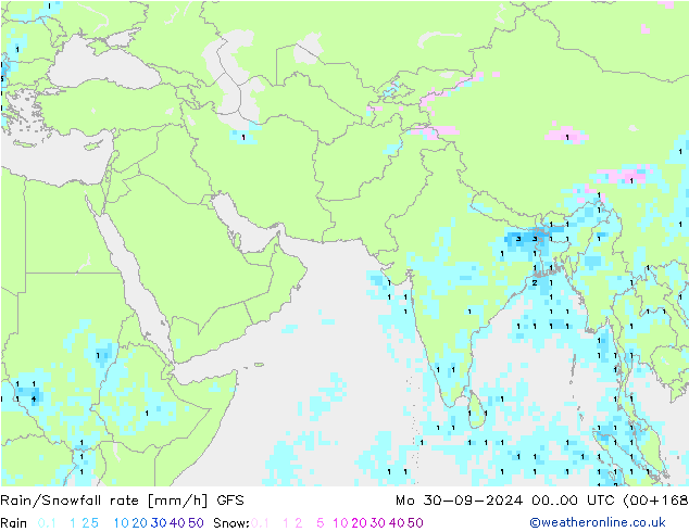 Rain/Snowfall rate GFS Seg 30.09.2024 00 UTC