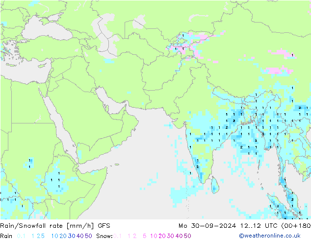 Rain/Snowfall rate GFS Mo 30.09.2024 12 UTC