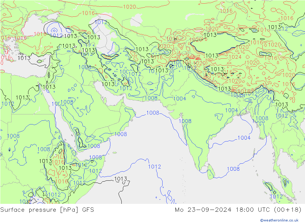 pressão do solo GFS Seg 23.09.2024 18 UTC