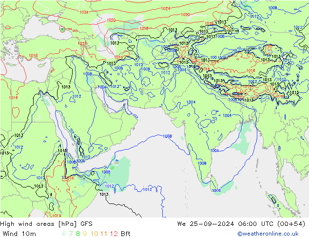 High wind areas GFS We 25.09.2024 06 UTC