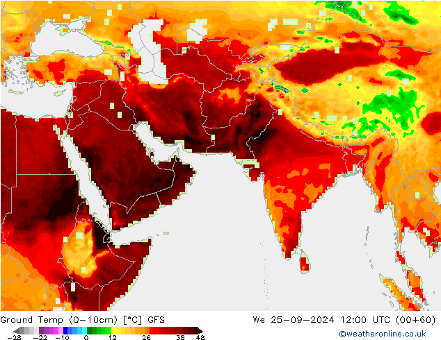 температура от 0-10 см GFS ср 25.09.2024 12 UTC