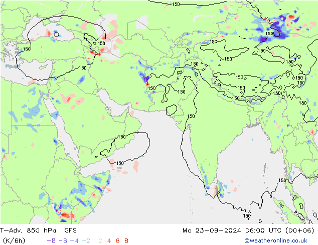 T-Adv. 850 hPa GFS Mo 23.09.2024 06 UTC