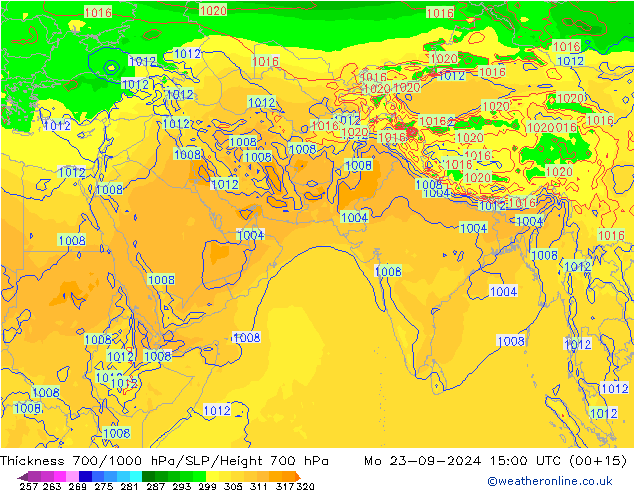 Thck 700-1000 hPa GFS Mo 23.09.2024 15 UTC