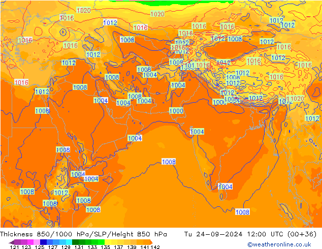 Thck 850-1000 hPa GFS Tu 24.09.2024 12 UTC