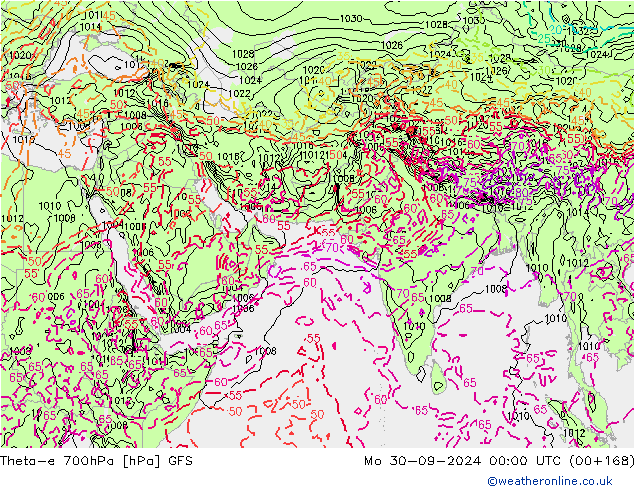 Theta-e 700hPa GFS  2024