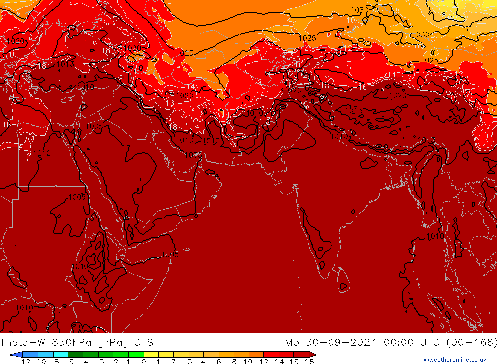 Theta-W 850hPa GFS lun 30.09.2024 00 UTC