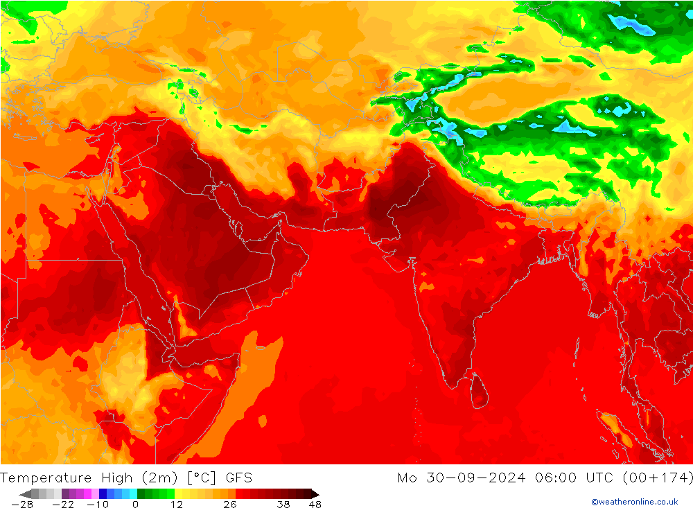 Temp. massima (2m) GFS lun 30.09.2024 06 UTC