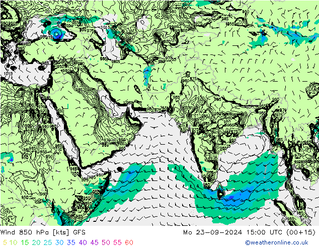 Wind 850 hPa GFS Mo 23.09.2024 15 UTC