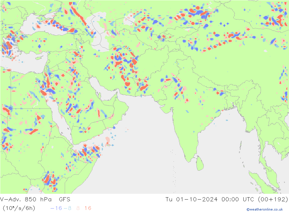 V-Adv. 850 hPa GFS Tu 01.10.2024 00 UTC