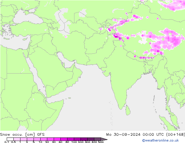 Snow accu. GFS Seg 30.09.2024 00 UTC