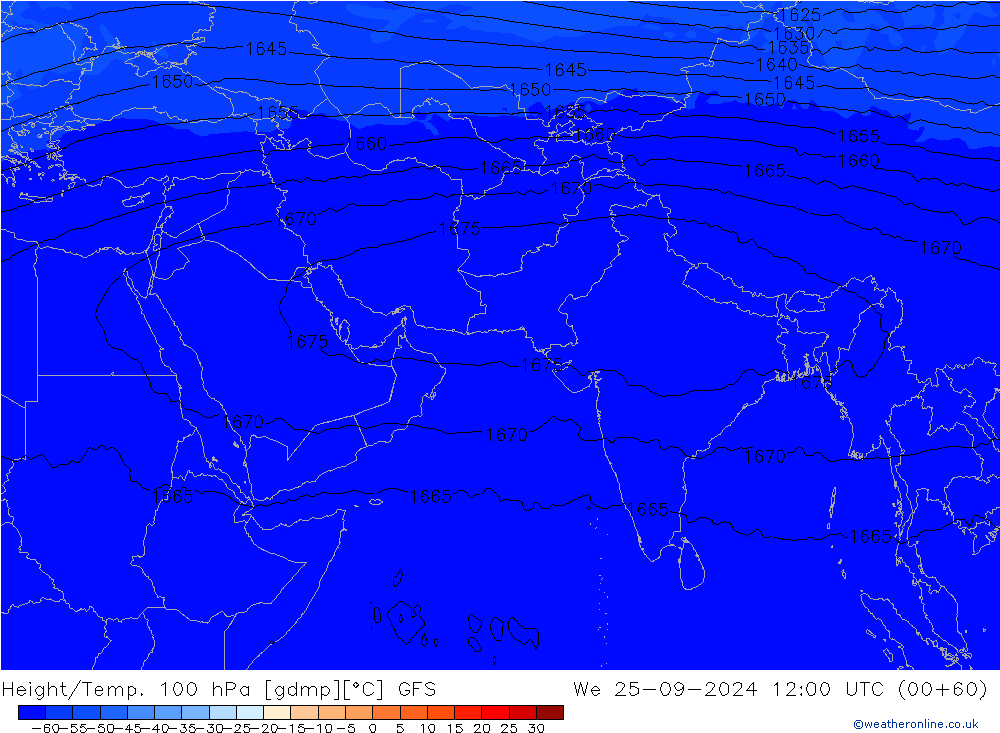 Géop./Temp. 100 hPa GFS mer 25.09.2024 12 UTC