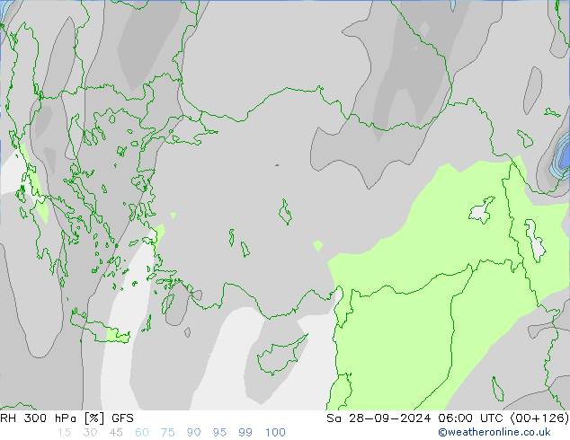 RH 300 hPa GFS Sa 28.09.2024 06 UTC