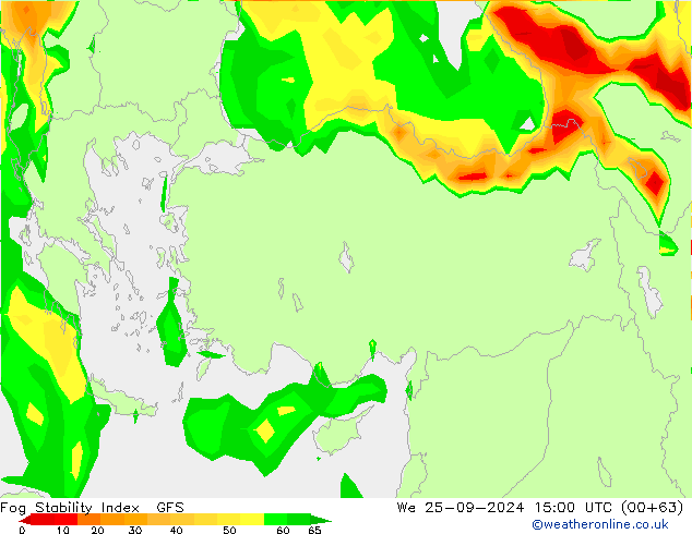 Fog Stability Index GFS ср 25.09.2024 15 UTC