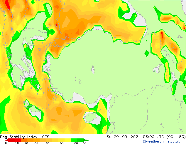 Fog Stability Index GFS Paz 29.09.2024 06 UTC