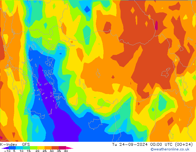 K-Index GFS Ter 24.09.2024 00 UTC