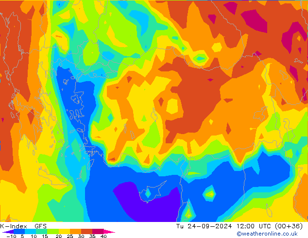 K-Index GFS Ter 24.09.2024 12 UTC