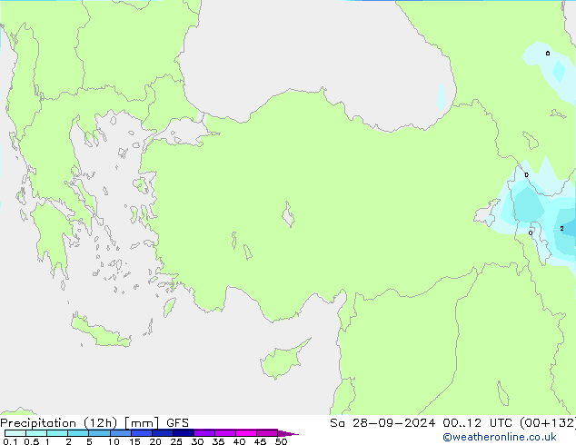 Precipitation (12h) GFS Sa 28.09.2024 12 UTC