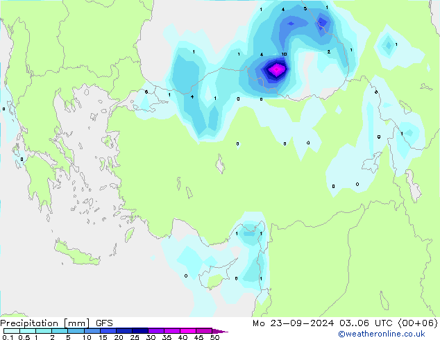 Precipitation GFS Mo 23.09.2024 06 UTC