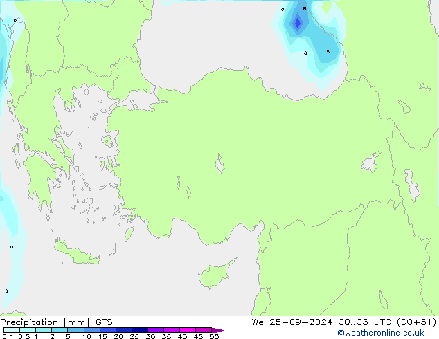 Neerslag GFS wo 25.09.2024 03 UTC