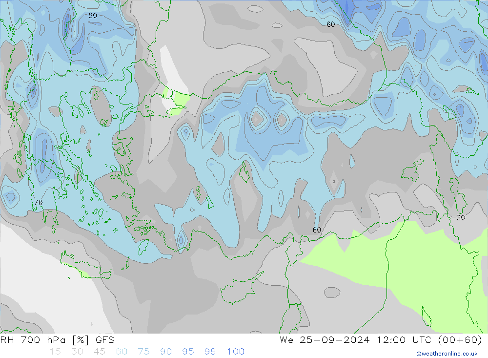 RH 700 hPa GFS  25.09.2024 12 UTC