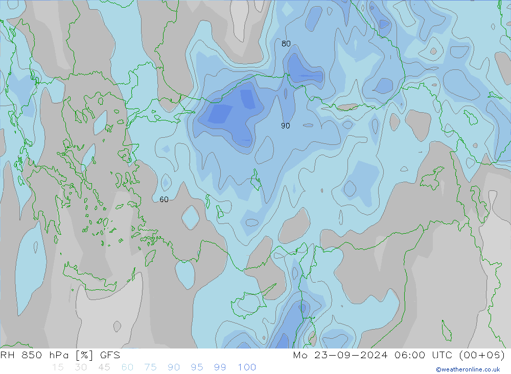 850 hPa Nispi Nem GFS Pzt 23.09.2024 06 UTC