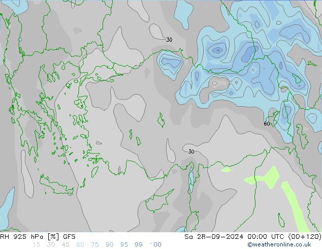 RH 925 hPa GFS Sa 28.09.2024 00 UTC