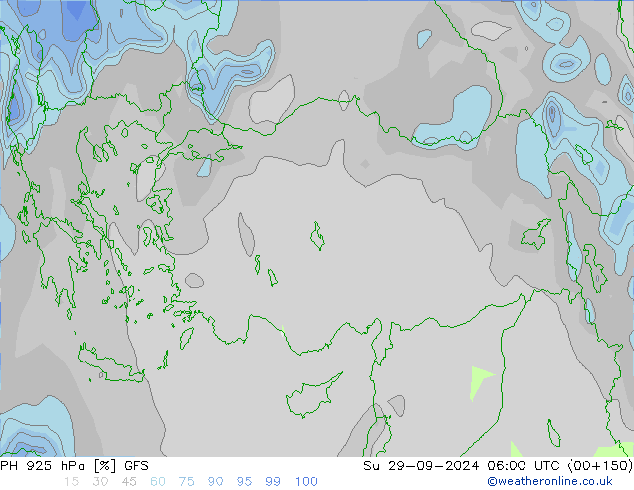 RH 925 hPa GFS Su 29.09.2024 06 UTC