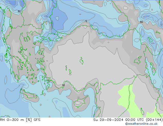 RH 0-300 m GFS Su 29.09.2024 00 UTC