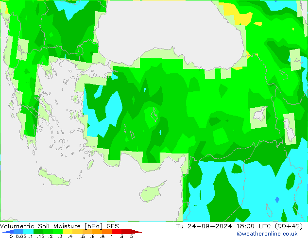 Volumetric Soil Moisture GFS  24.09.2024 18 UTC