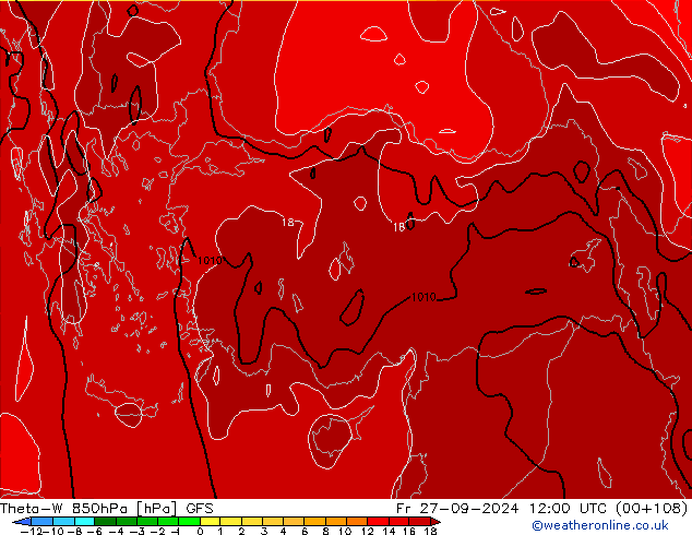 Theta-W 850hPa GFS  27.09.2024 12 UTC