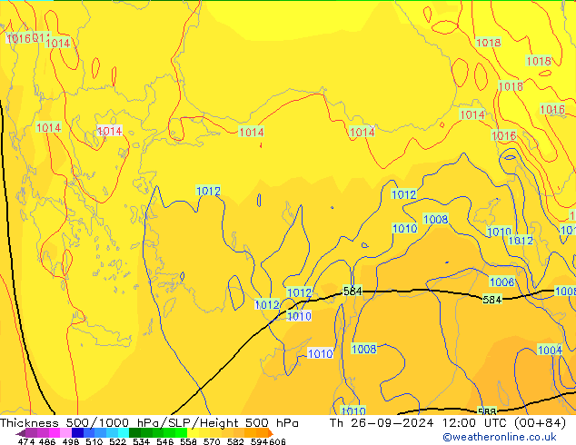 Thck 500-1000hPa GFS gio 26.09.2024 12 UTC