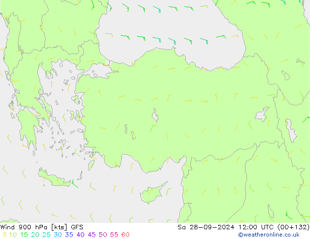 Wind 900 hPa GFS Sa 28.09.2024 12 UTC