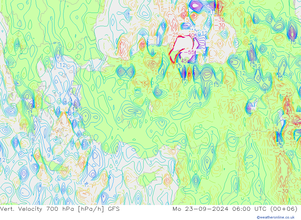 Vert. Velocity 700 hPa GFS pon. 23.09.2024 06 UTC