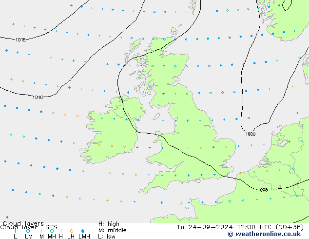 Wolkenlagen GFS di 24.09.2024 12 UTC