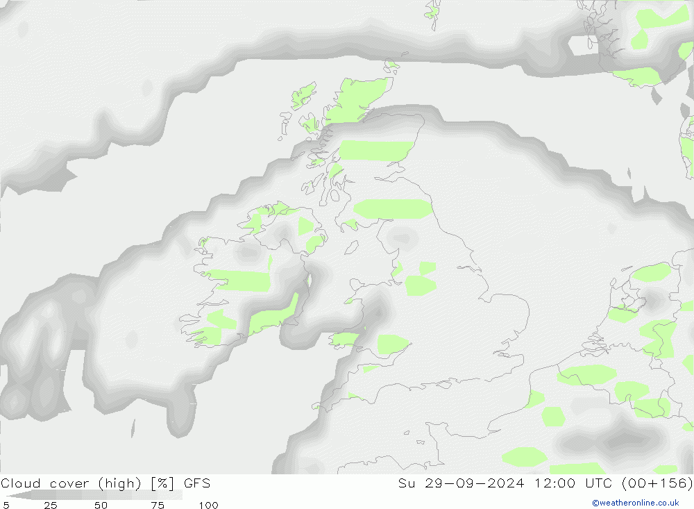 Bewolking (Hoog) GFS zo 29.09.2024 12 UTC